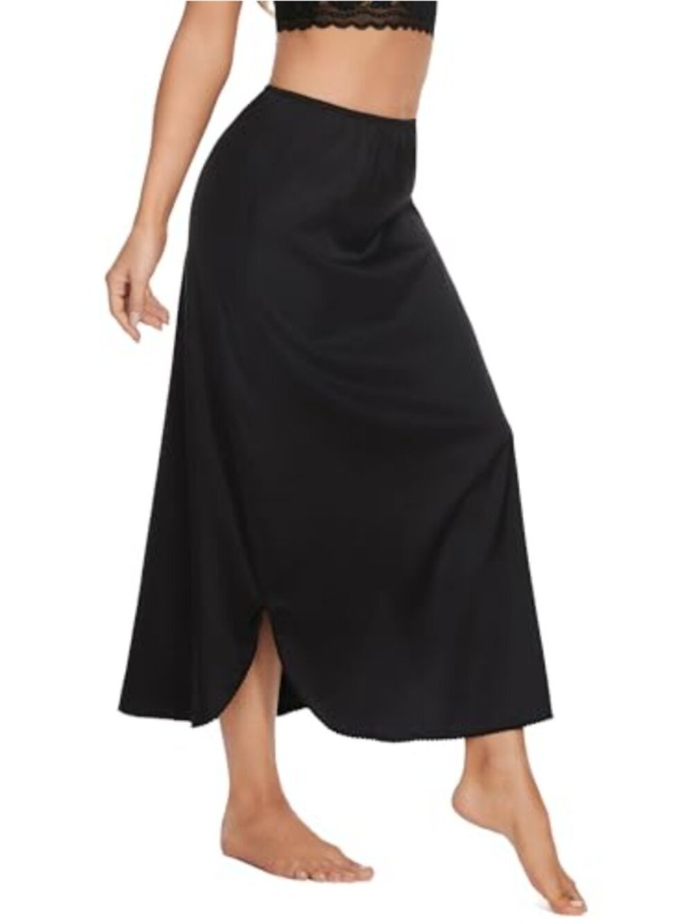 Satin Half Slip Skirt Extender for Women 36" Long Underskirt Waistband